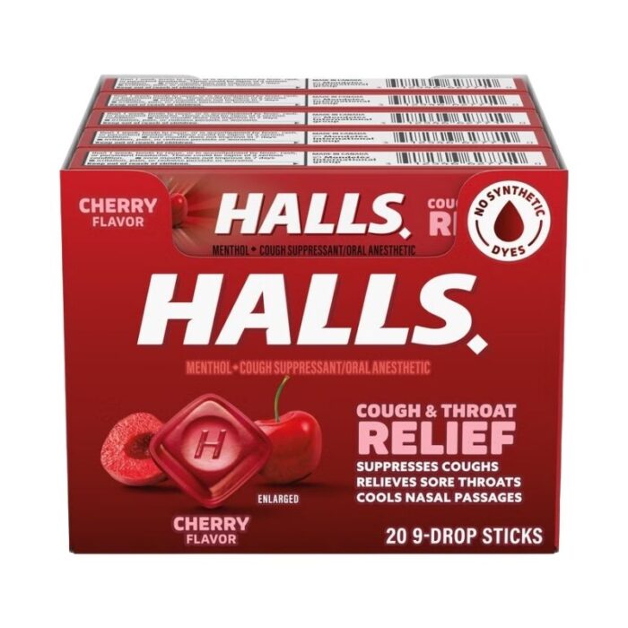 Halls Relief Cherry Menthol Cough Drops